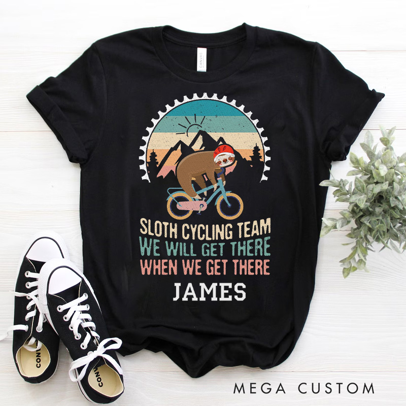 Personalized Classic Tshirt Funny Vintage Sloth Cycling Bike Bicycle Riding Biking Cyclists Cycologist T-Shirt Sloths Lover Bicycles Bikes Riders Gifts