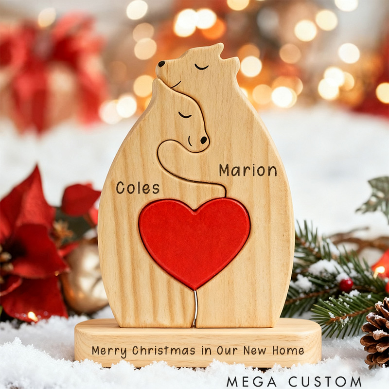 Personalized Wooden Bear Family Puzzle Mothers Day Gift Family Christmas Gift Keepsake Family Ornament Gift for Parents Gift for Mum Housewarming Gift