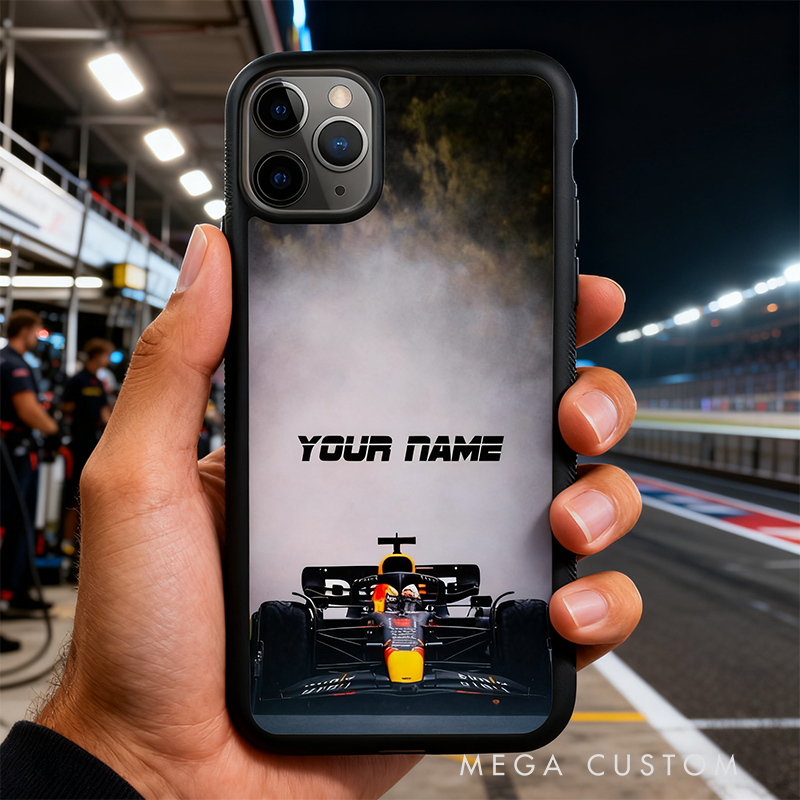Personalized Racing Car Phone Case Custom Name Speed Track Design Cover for iPhone XR SE 11 12 13 14 15 16 Pro Plus ProMax for Racing Lovers