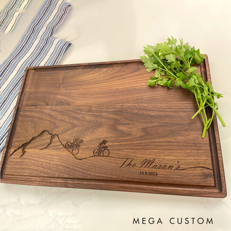 Personalized Engraved Bike Enthusiast Cutting Board with Mountain Biking Gift Bikers Gift Biking Couple Engagment Gift Cyclists Anniversary Gift