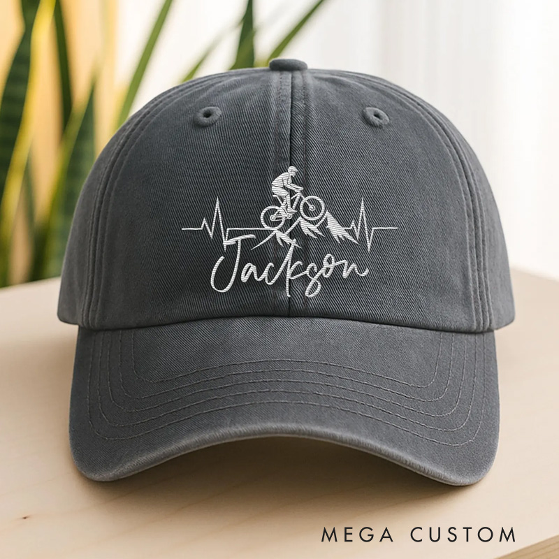 Personalized Mountain Biking Embroidered Cap Cycling Embroidered Hat Custom Name Gift