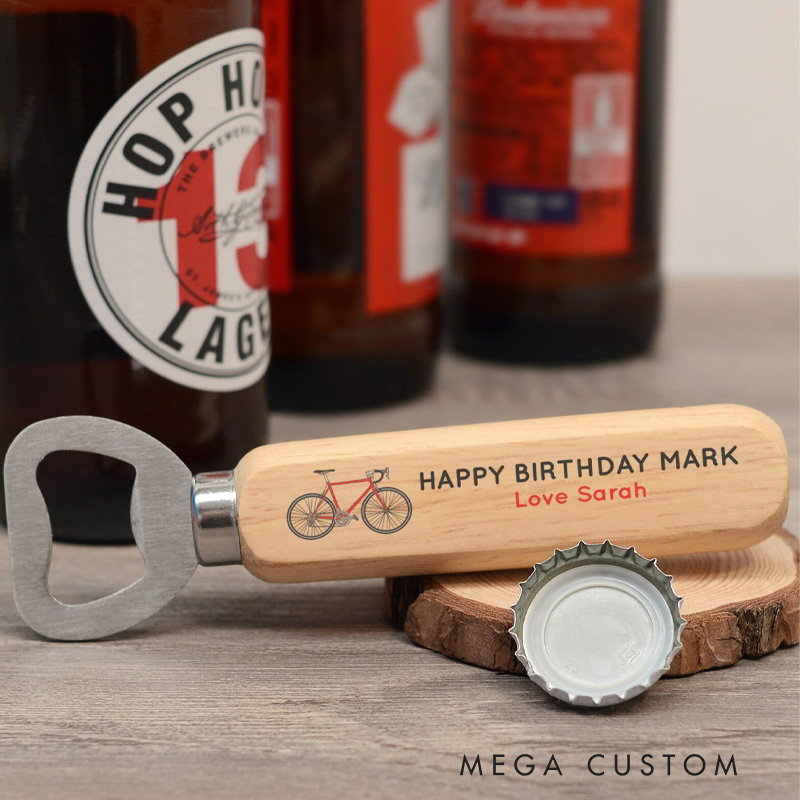 Personalized Drink Beer Ride Bikes Bottle Opener Engraved Bottle Openers Gift for Cycling Boy Dad Bike Riding Lover
