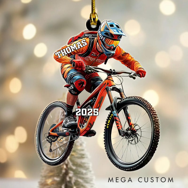 Personalized Mountain Biking Ornament Christmas Ornament for Biker Cyclist Gift Cycling Ornament Mountain Biking Lovers