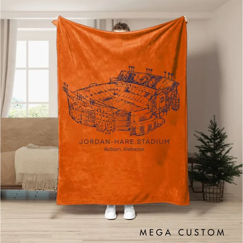 Personalized Jordan-Hare Stadium Football Blanket with Celebrate Your Favorite Venue in Style