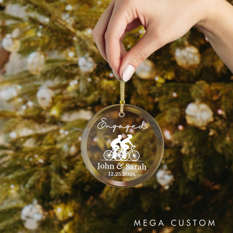 Personalized Biker Glass Ornament Cycling Couple Gift Christmas Ornament Unique Gift for Bikers