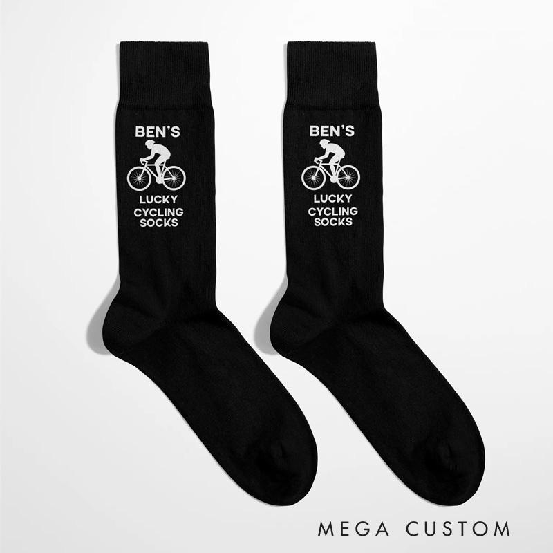 Personalized Cycling Socks Name Lucky Cycling Socks Funny Sports Socks for Him Couple