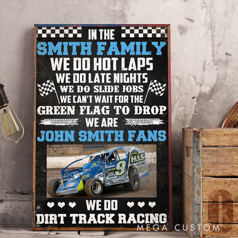 Personalized Dirt Track Racing Poster Custom Photo and Text Gift for Racers and Racing Lovers