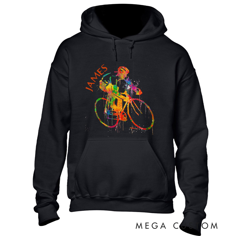 Personalized Watercolour Cycling Hoodie Unisex Novelty Cyclist Bike Bicycle Fashion Design Top