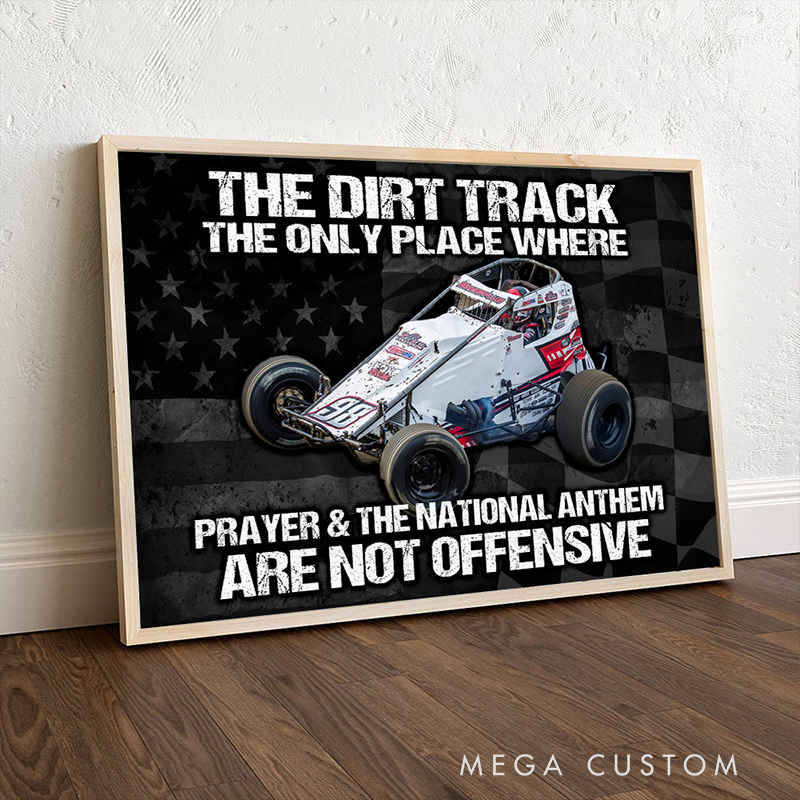 Personalized Dirt Track Racing Poster Custom Car Photo Wall Art Gift for Racers and Racing Lovers