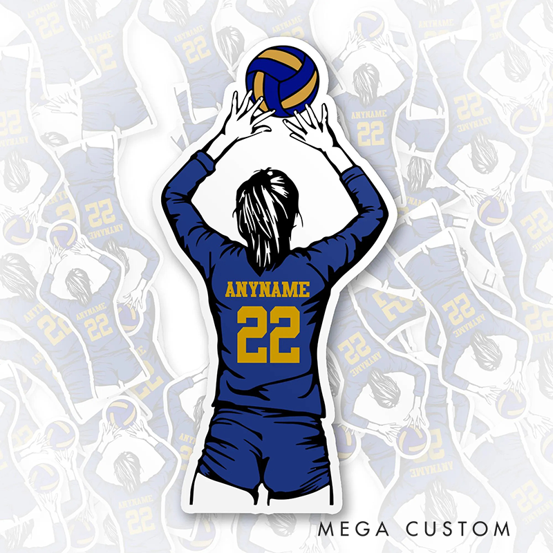 Personalized Volleyball Team Spirit Sticker – Custom Player Name, Number, and Striking Design for Athletes and Fans