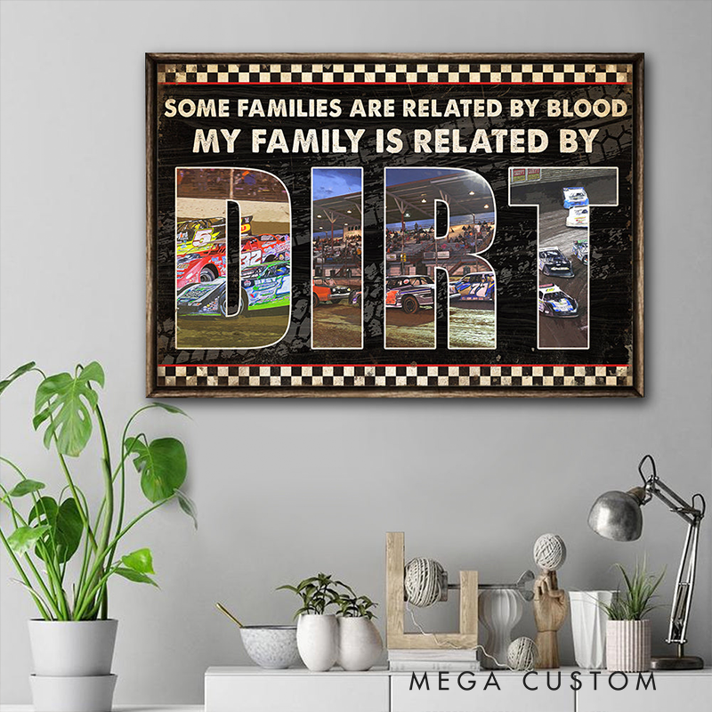 Personalized Dirt Track Racing Family Poster Custom Racing Photos and Text Wall Art Gift for Racers and Racing Lovers