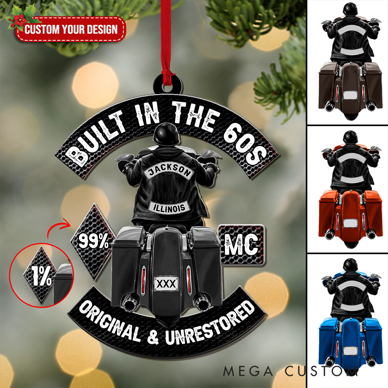 Personalized Biker Ornament Custom Name Text and Plate Number Motorcycle Christmas Decoration Gift for Riders and Motorcycle Lovers