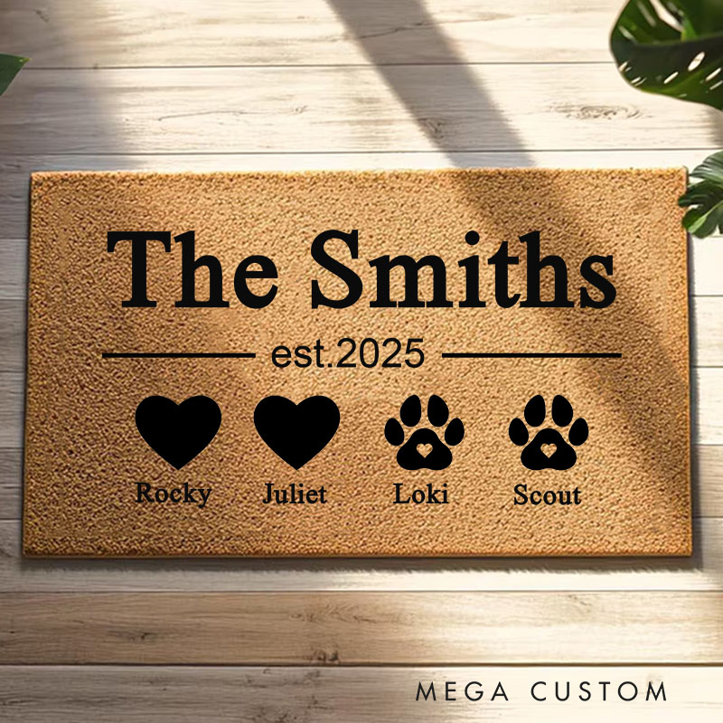 Personalized Welcome Doormat Custom Family and Pet Doormat Thoughtful Housewarming Gift for Your New Home Closing Gifts First Home Gift Christmas Gift