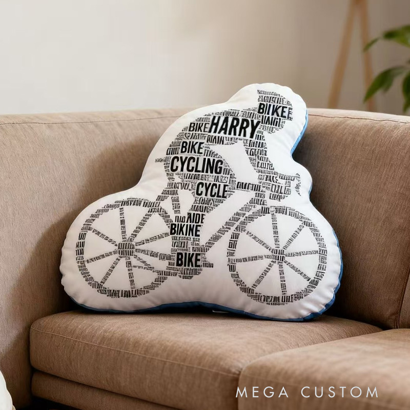 Personalized Word Art Print Pillow Funny Bike Riding Bicycle Gifts Pillow for Cycling Enthusiasts Soft and Funny Home Decor