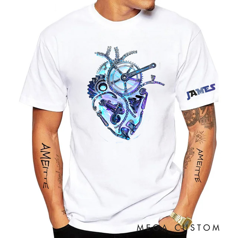 Personalized Classic Tshirt Cycling Short Sleeve Unisex T Shirt Anatomical Cycling Heart for Biker Cyclist