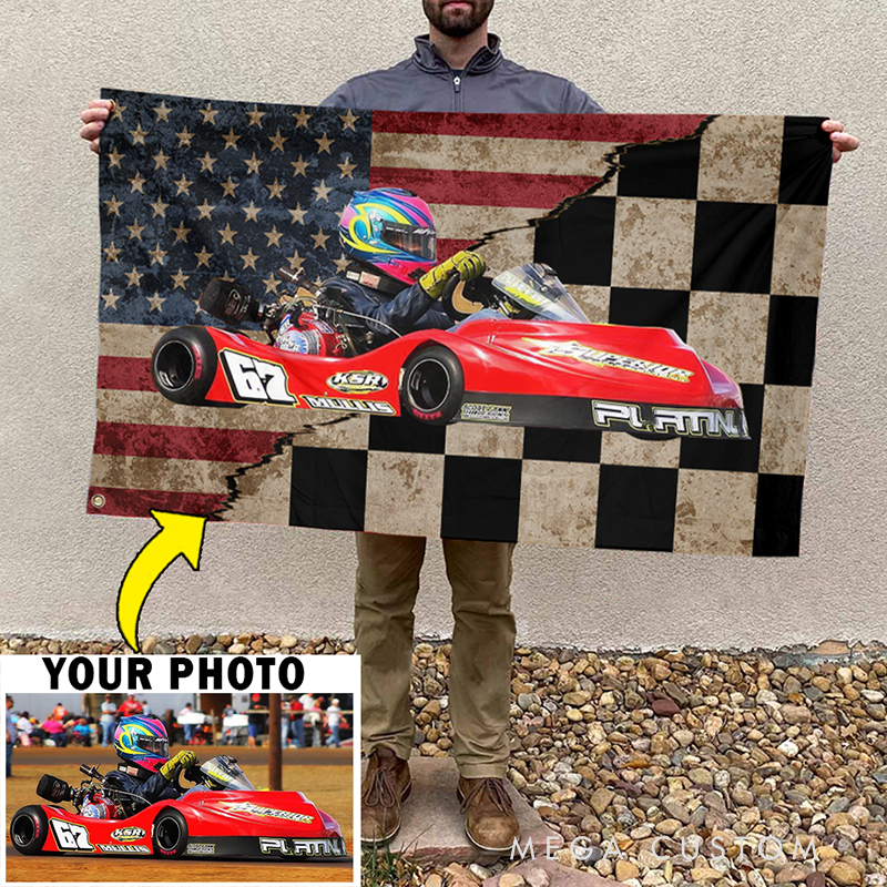 Personalized Racing Banner Custom Racing Car Photo Wall Hanging Gift for Racers and Racing Lovers