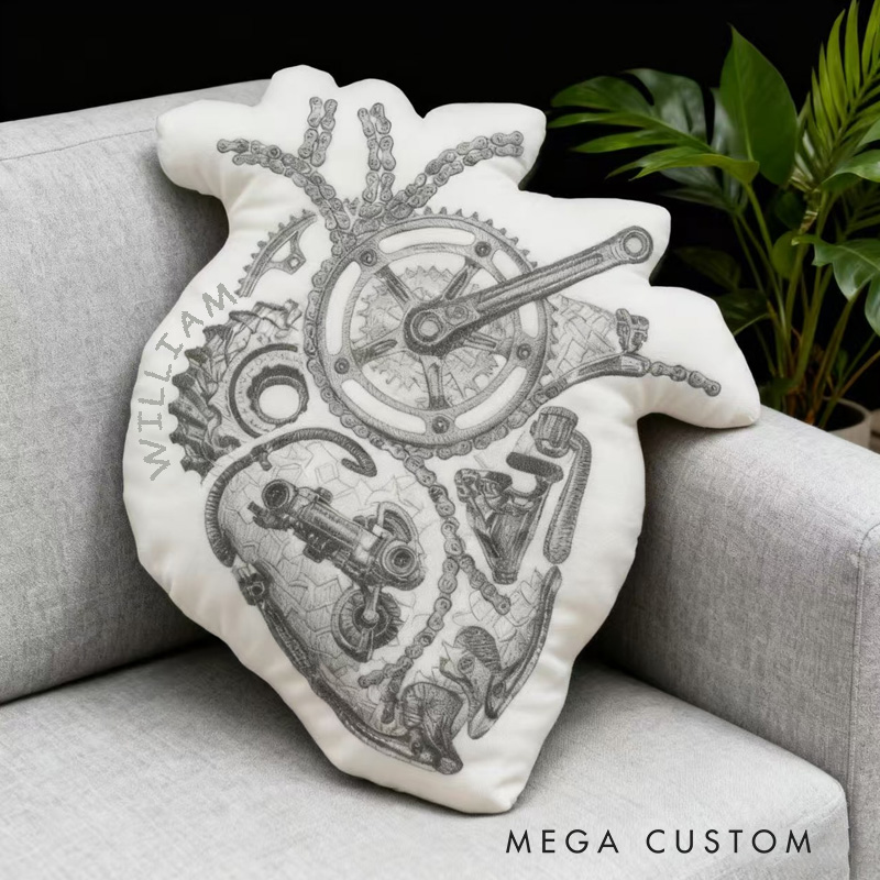 Personalized Bicycle Art Print Pillow Vintage Bike MTB Bicycle Funny Bike Riding Bicycle Gifts Pillow for Cycling Enthusiasts Soft and Funny Home Decor