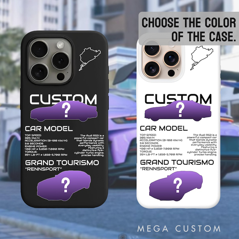 Personalized Custom Car Model Phone Case Racing Spec Design Gift for Car Lovers and Racing Lovers