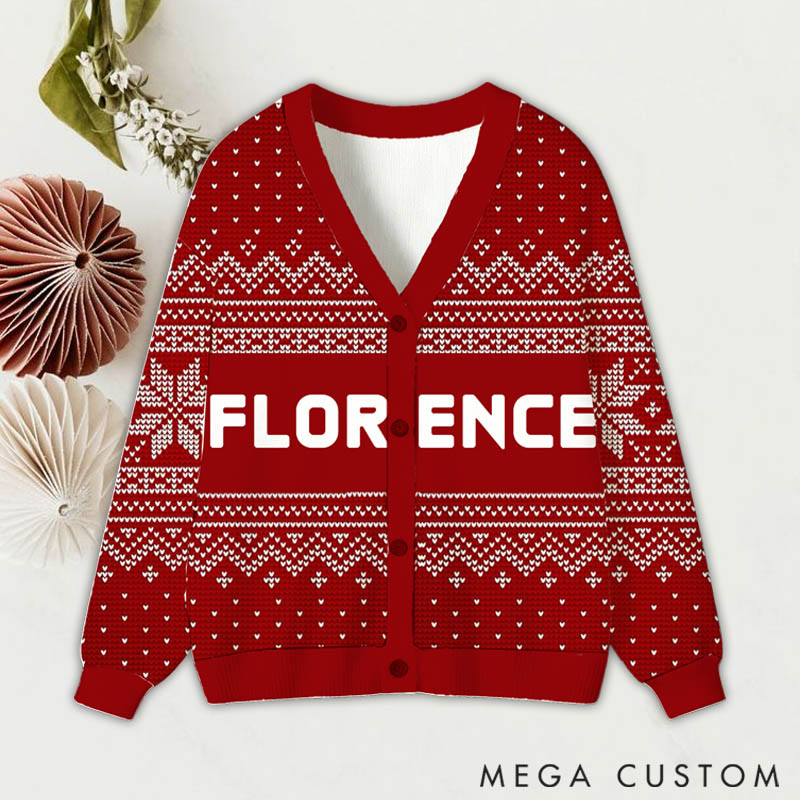 Personalized Custom Knitting Cardigan Sweater Christmas Knitting Lovers Gift for Her