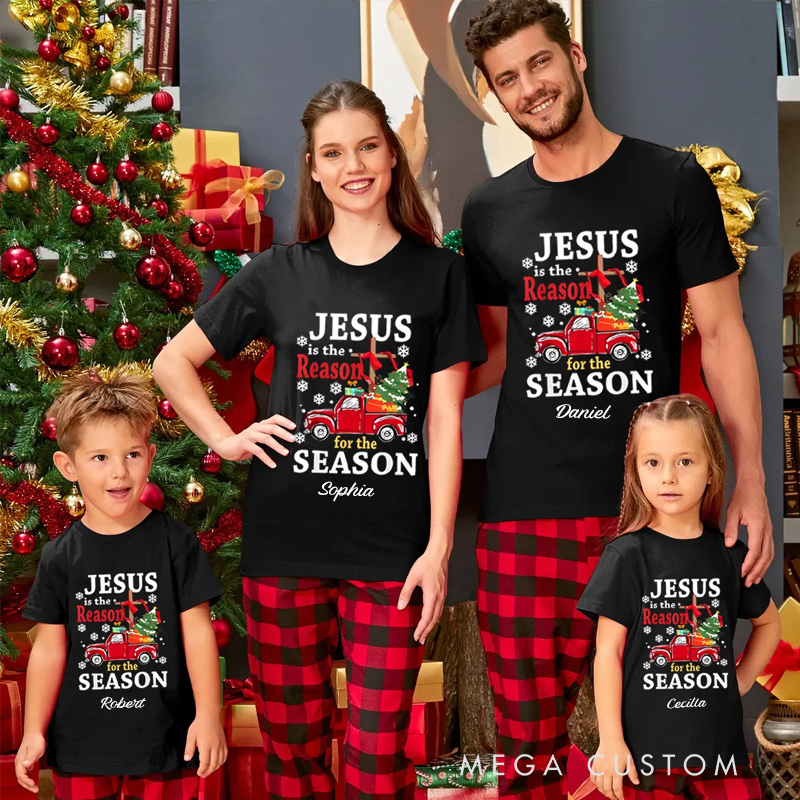 Personalized Jesus is the Reason for Seanson T-Shirts with Name Christian Gift Christmas Gift for Family