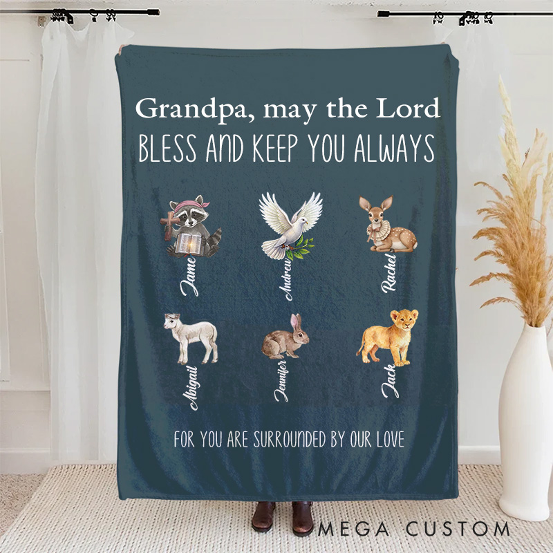 Personalized Grandpa may the Lord Bless you Soft Throw Blanket with Name Home Decor Religious Gift Faith Gift for Grandfather Grandpa