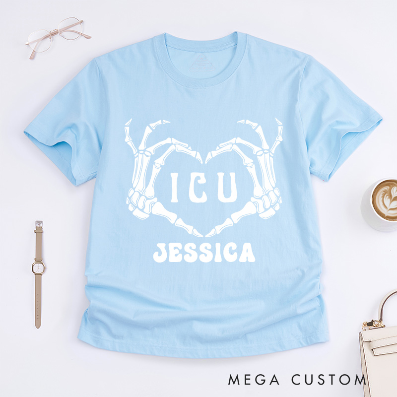 Personalized Nurse T-Shirts ICU Love Fashion Design T-Shirts