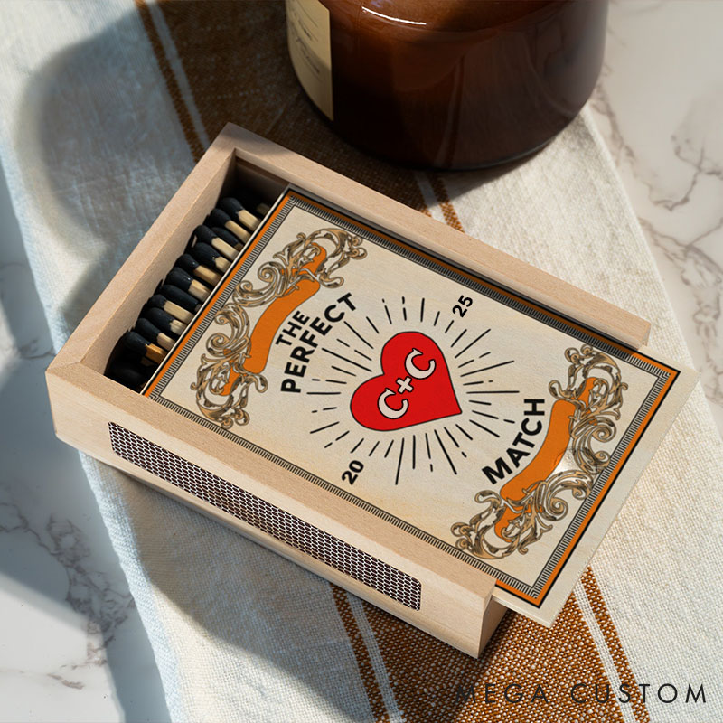 Personalized Couples Matchbox Custom Date Night Matchbox Christmas Dinner Matchbox without Match Wedding Gift for Couple Anniversary Gift Matchbox 