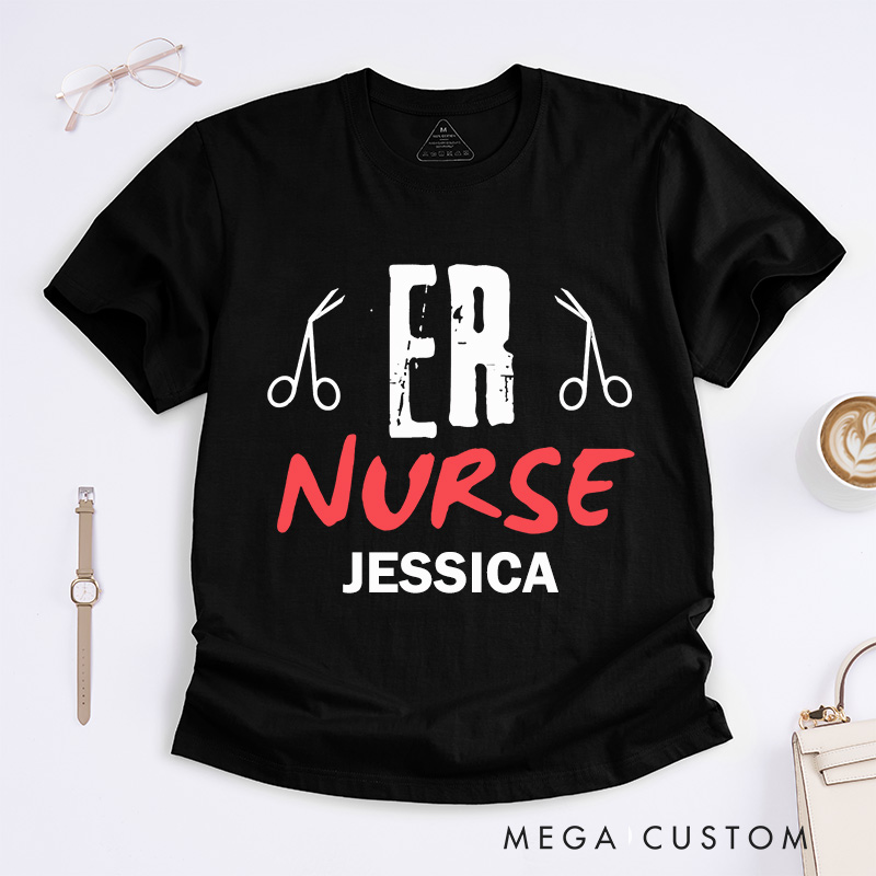 Personalized Nurse T-Shirts ER Nurse Bold Fashion Design T-Shirts