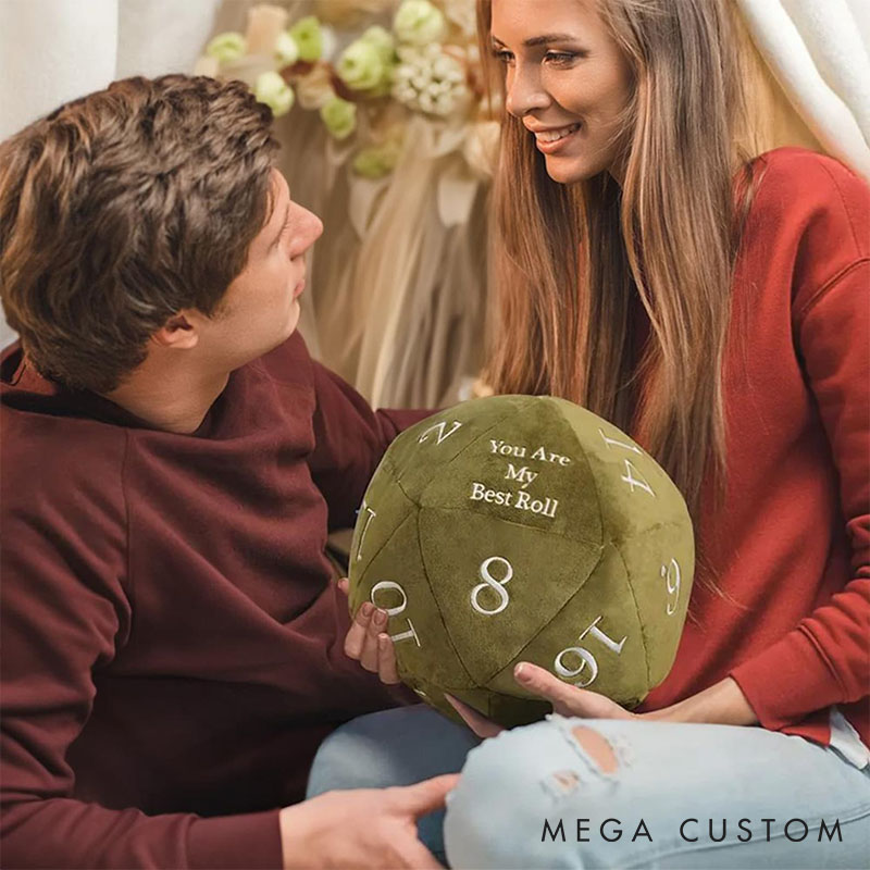 Personalized Couple Date Night Dice Pillow Custom Newlyweds DND Role Game Cushion Wedding Valentine's Day Gift for Husband Wife Boyfriend Girlfriend