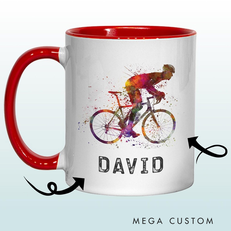 Personalized Cycling Mug Gift Great Gift for Cyclists Road Bicycle Bike Biker Design