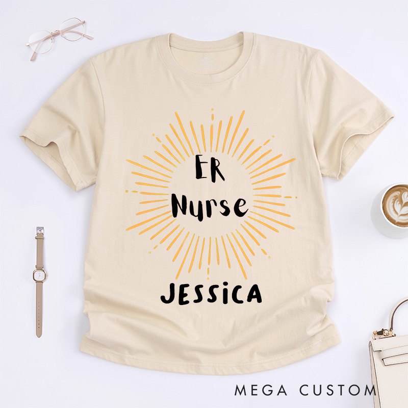Personalized Nurse T-Shirts Radiant ER Nurse Fashion Design T-Shirts