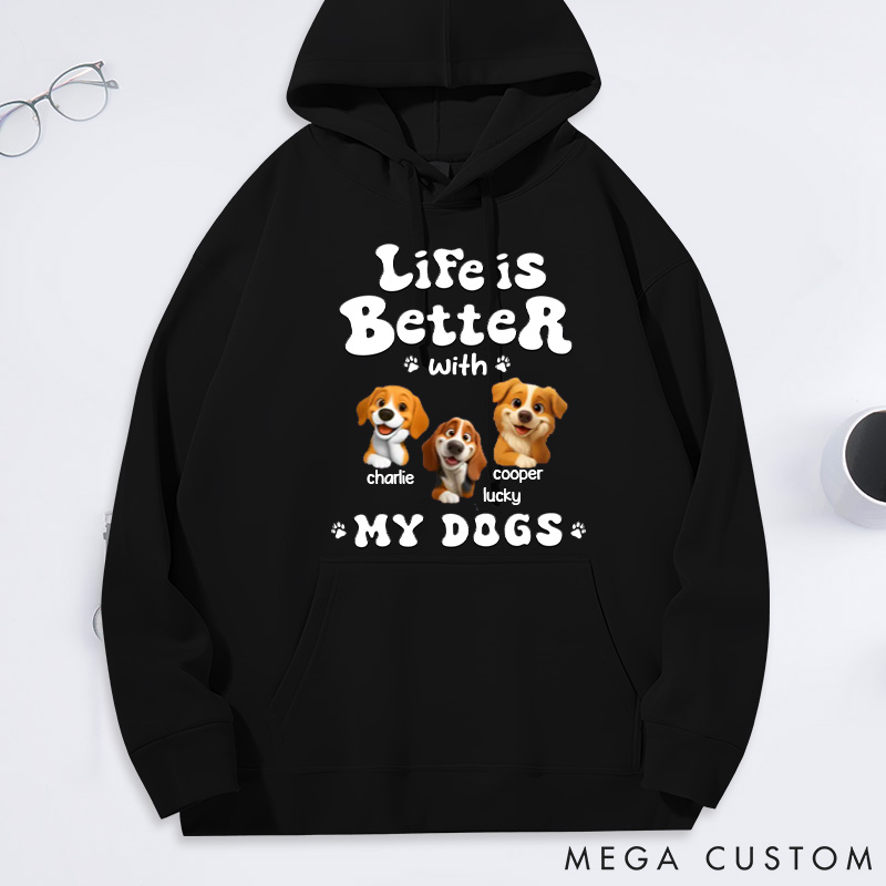 Personalized Dog Lover Living the Best Life Classic Hoodies