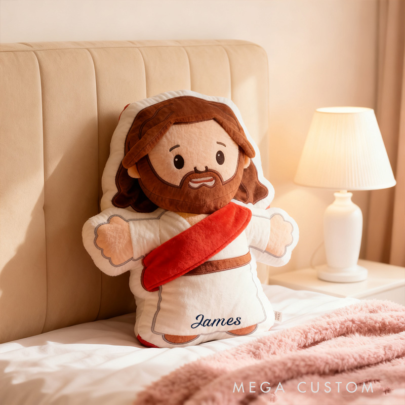 Personalized Jesus Pillow with Custom Name Home Decor Religious Gift Faith Gift for Christians