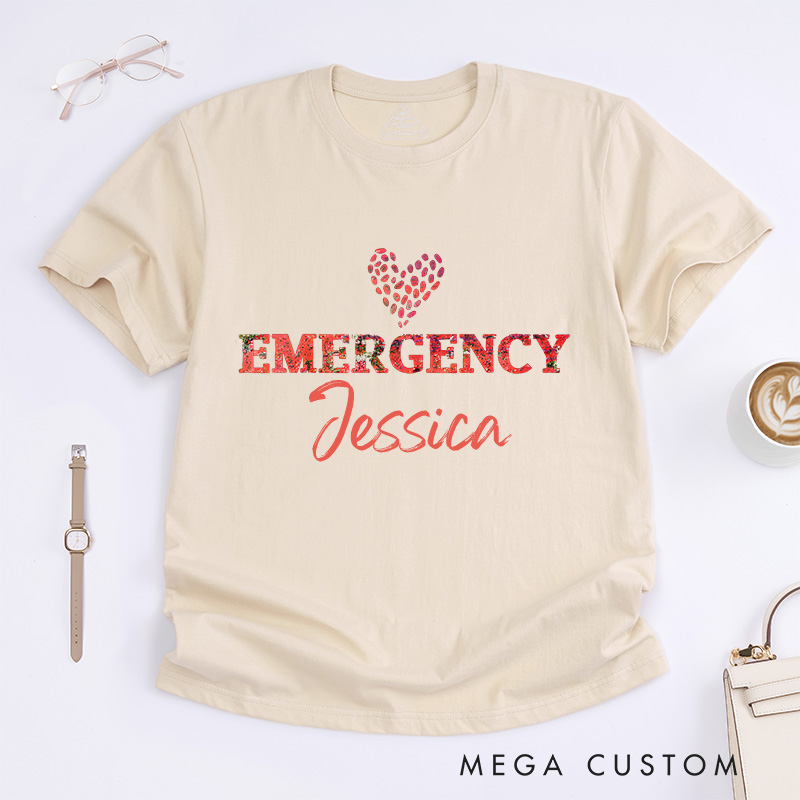 Personalized Nurse T-Shirts Floral Emergency Nurse Fashion Design T-Shirts