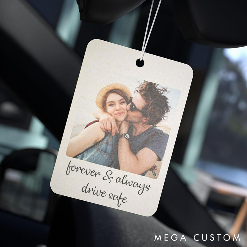 Personalised Couple Photo Car Ornament Acrylic Car Ornament with Couple Photo Drive Safe Ornament for Husband Boyfriend Couple Gift