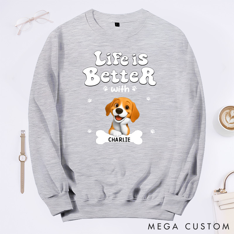 Personalized Dog Lover Living the Best Life Classic Sweatshirts