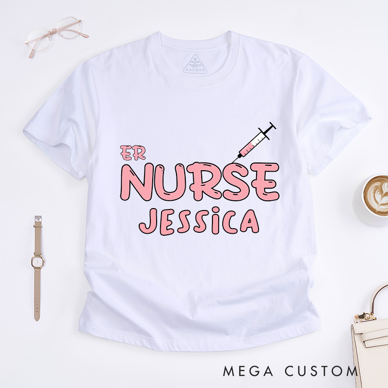 Personalized Nurse T-Shirts Playful ER Nurse Fashion Design T-Shirts