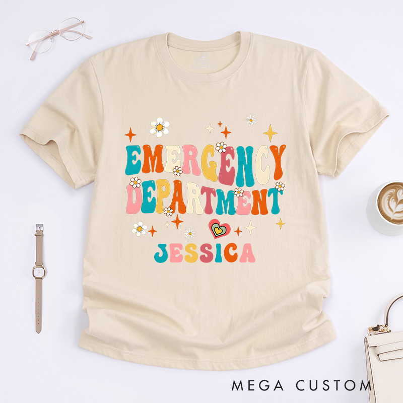 Personalized Nurse T-Shirts Colorful Emergency Department Fashion Design T-Shirts