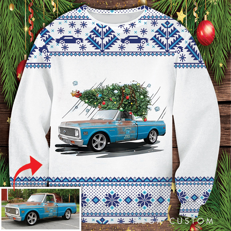 Personalized Christmas Ugly Sweater Racing Car Design Sweater Gift for Racers and Racing Lovers