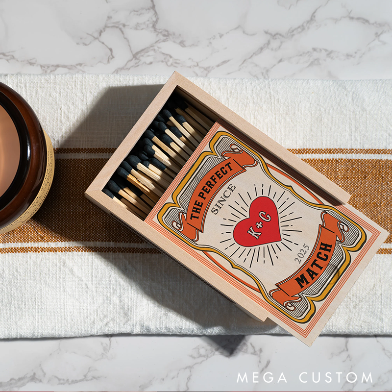 Personalized Couples Matchbox Wood Custom Date Night Matchbox Christmas Dinner Matchbox Wedding Gift for Couple Anniversary Gift