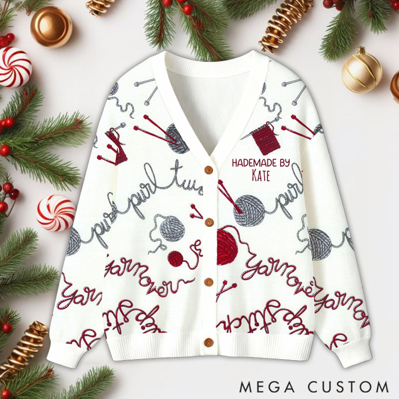 Personalized Custom Knitting Cardigan Christmas Knitting Lovers Custom Name Gift for Her