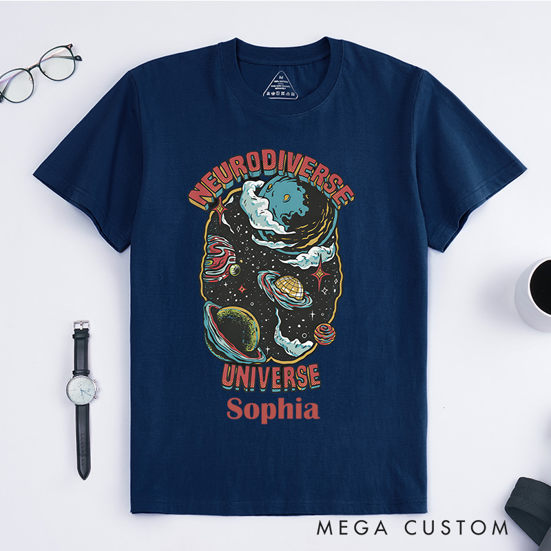 Personalized Neurodiverse Universe Comic Style Adult T-Shirt Actually Autistic Gift
