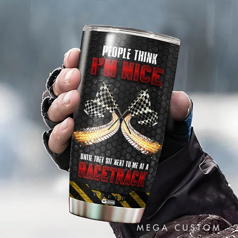 Personalized Dirt Track Racing Tumbler Custom Name Funny Quote Stainless Steel Travel Mug Gift for Motorsport Lovers and Racers