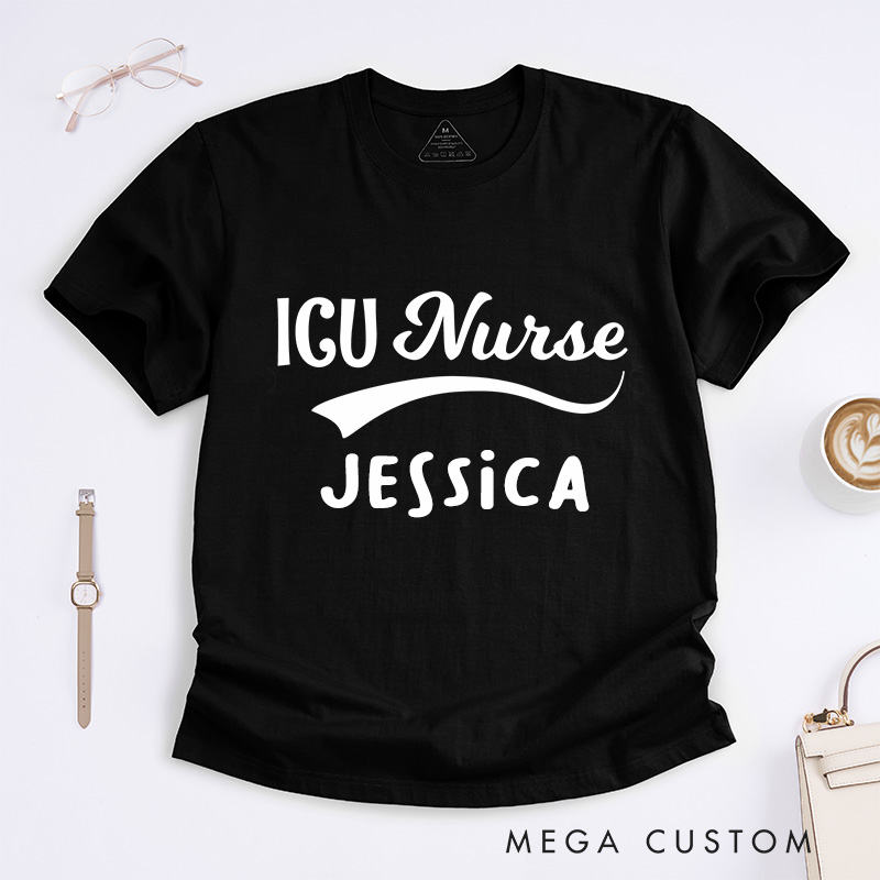 Personalized Nurse T-Shirts Elegant ICU Nurse Fashion Design T-Shirts