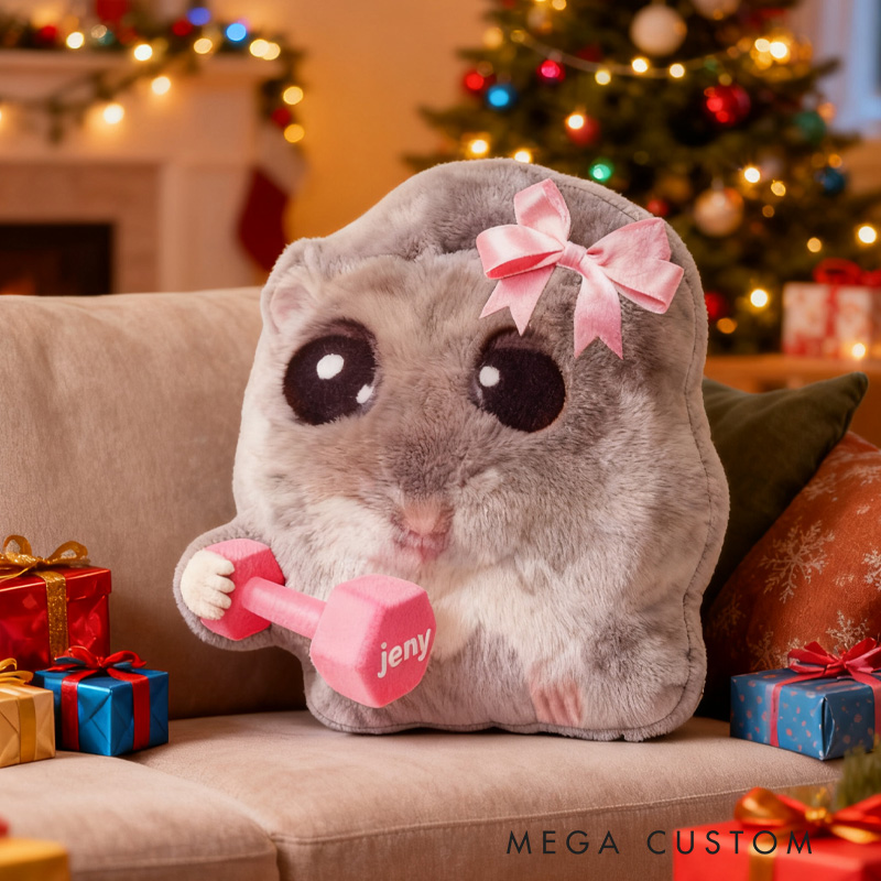Personalized Pillow Sad Hamster Funny Coquette Cute Gifts for Girls Friends Custom Name Pillow Comfortable Christmas Decor for Gym Lovers