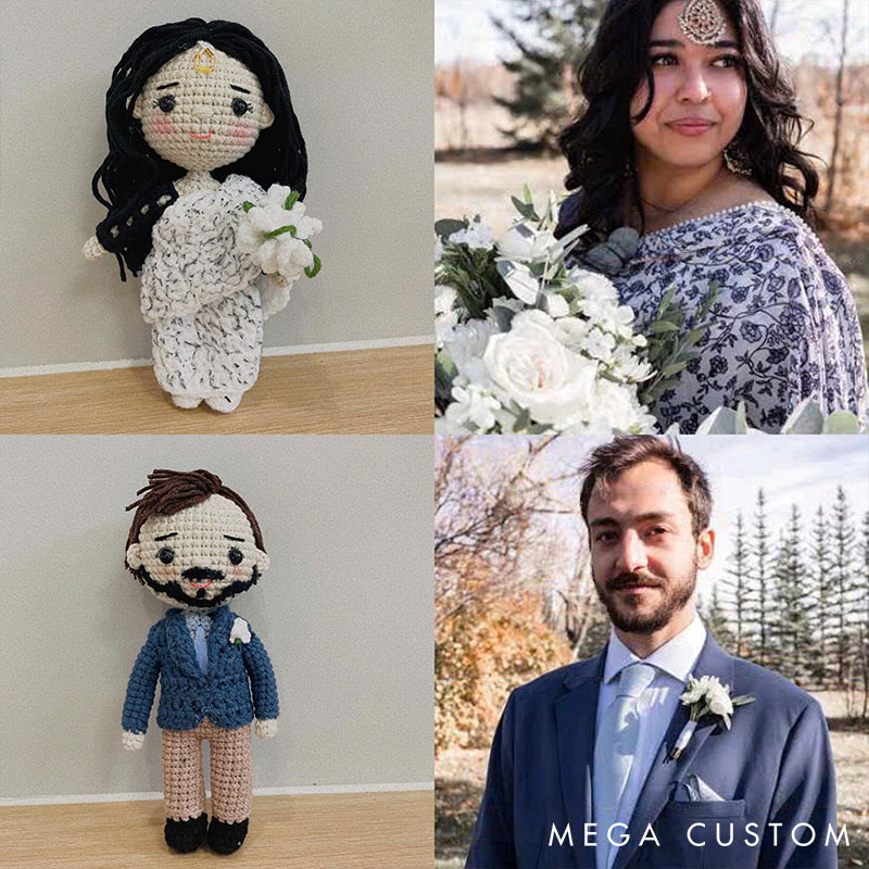 Personalized Couple Portrait Doll Custom Couple Doll Crochet Wedding Gift Anniversary Gift Him Her Christmas Portrait Doll Gift
