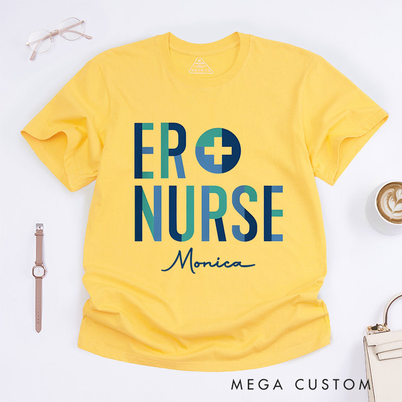 Personalized Nurse T-Shirts Modern ER Nurse Fashion Design T-Shirts