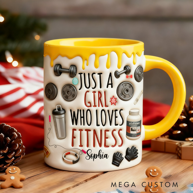 Personalized Just A Girl Who Loves Fitness Gym Mug Gift for Her Kid Weightlift Gym Gift Lovers