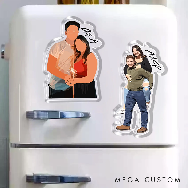 Personalized Couple Photo Faceless Portrait Fridge Magnet Newlyweds from Your Own Picture Valentine's Day Anniversary Christmas Gift
