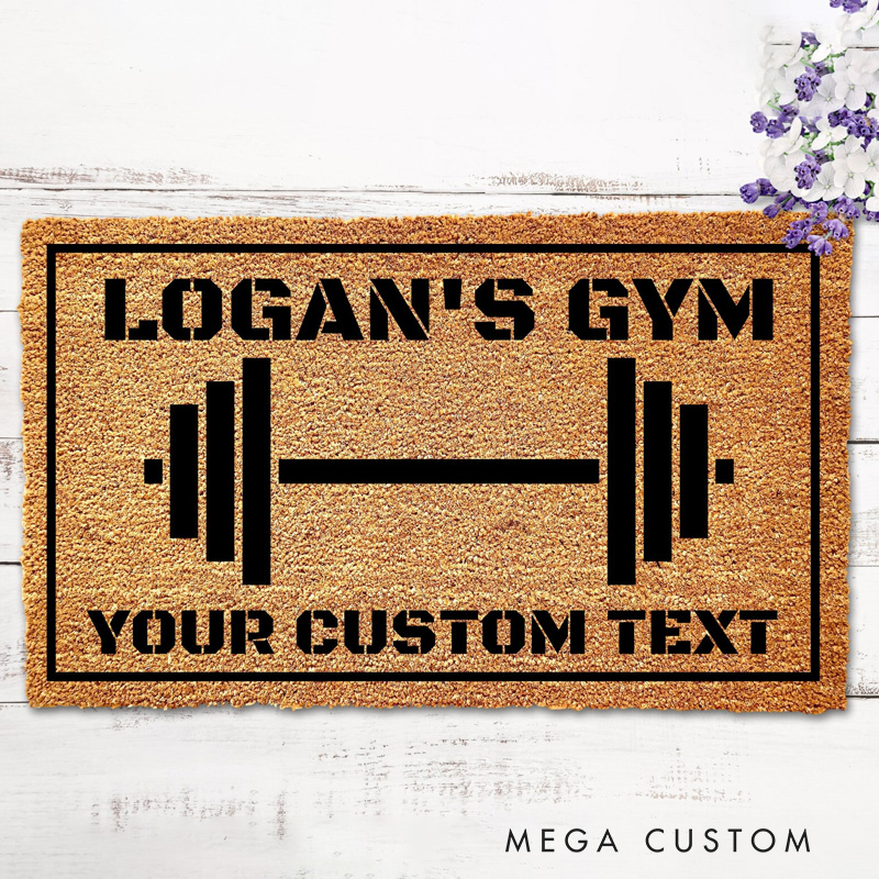 Personalized Custom Gym Door Mat Welcome Mat Weight Room Doormat Work Out Doormat